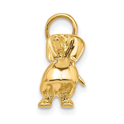14k Yellow Gold Open Back Textured Solid Polished Finish Poodle Dog Charm Pendant