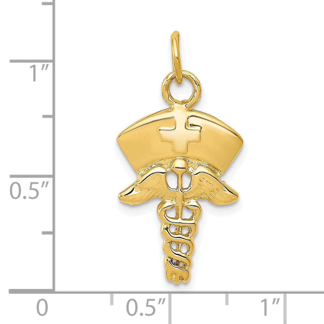 14k Yellow Gold Nurse Symbol Charm Pendant