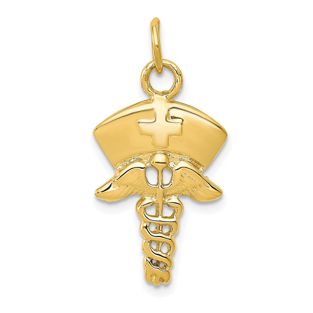 14k Yellow Gold Nurse Symbol Charm Pendant