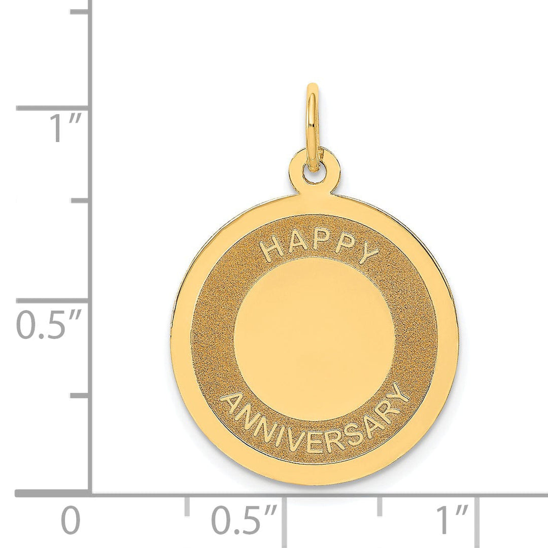 14k Yellow Gold Happy Anniversary Charm Pendant