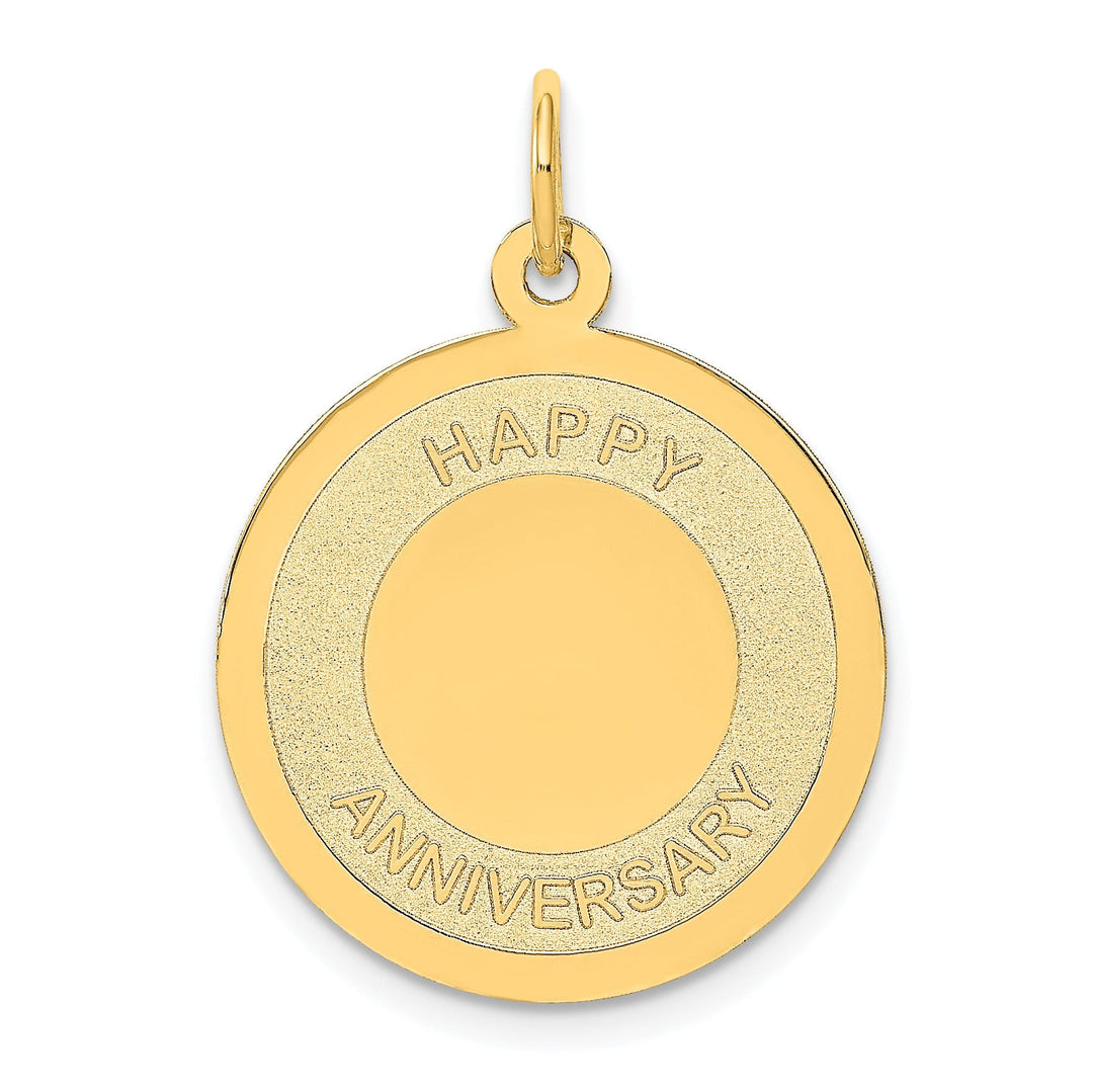 14k Yellow Gold Happy Anniversary Charm Pendant