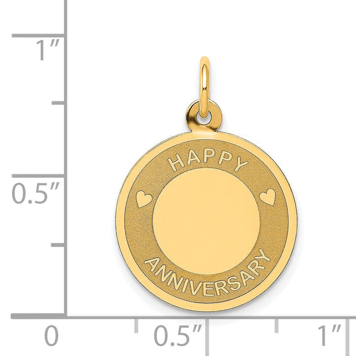 14k Yellow Gold Happy Anniversary Charm Pendant