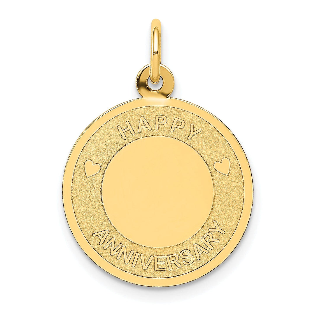 14k Yellow Gold Happy Anniversary Charm Pendant