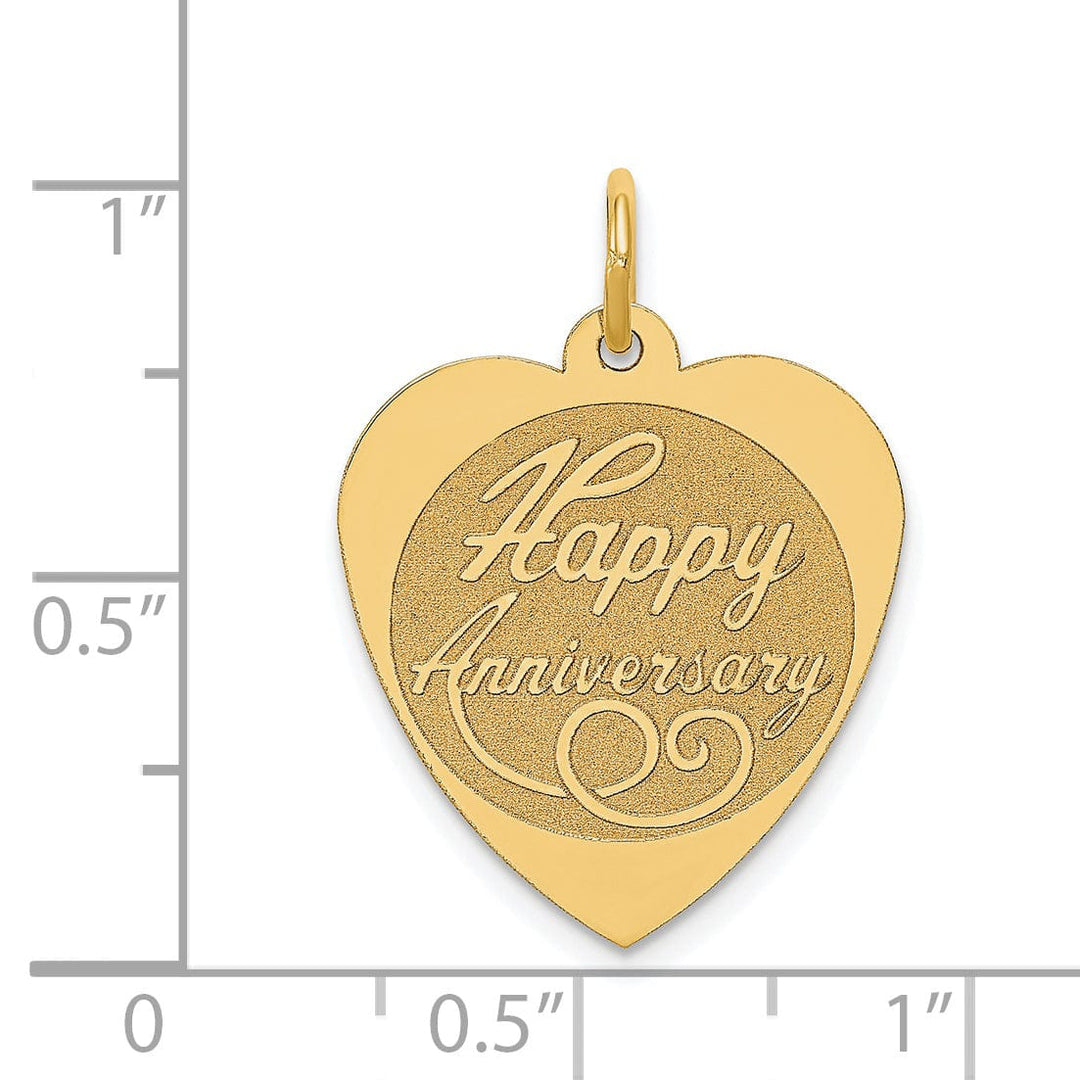 14k Yellow Gold Happy Anniversary Charm Pendant