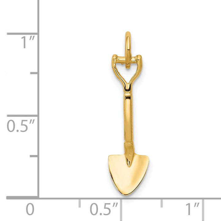 14k Yellow Gold 3-Dimensional Shovel Pendant