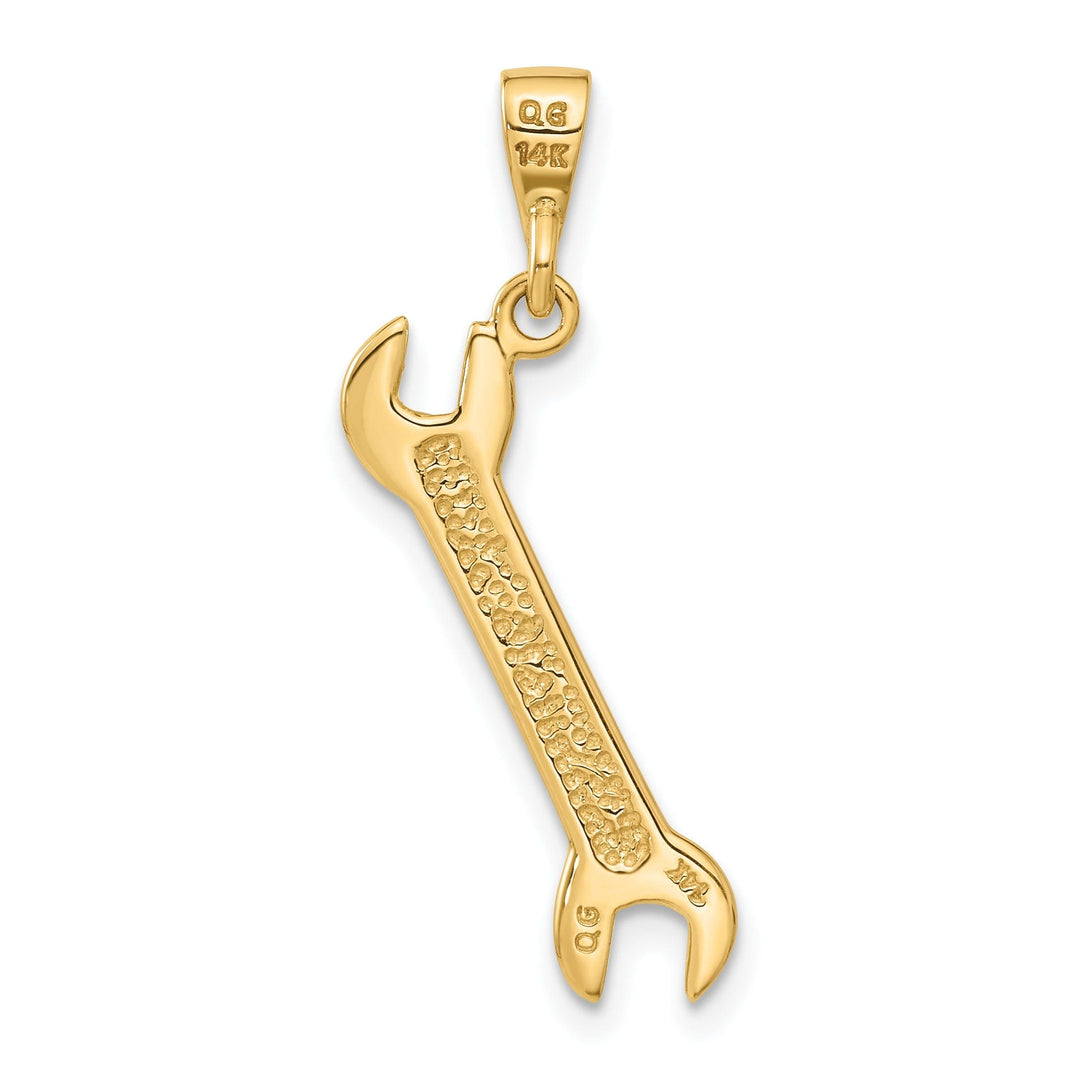 14k Yellow Gold Polish Finish 3D Wrench Pendant