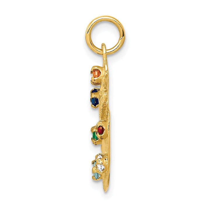 14k Yellow Gold C.Z Stones Artist Palette Charm