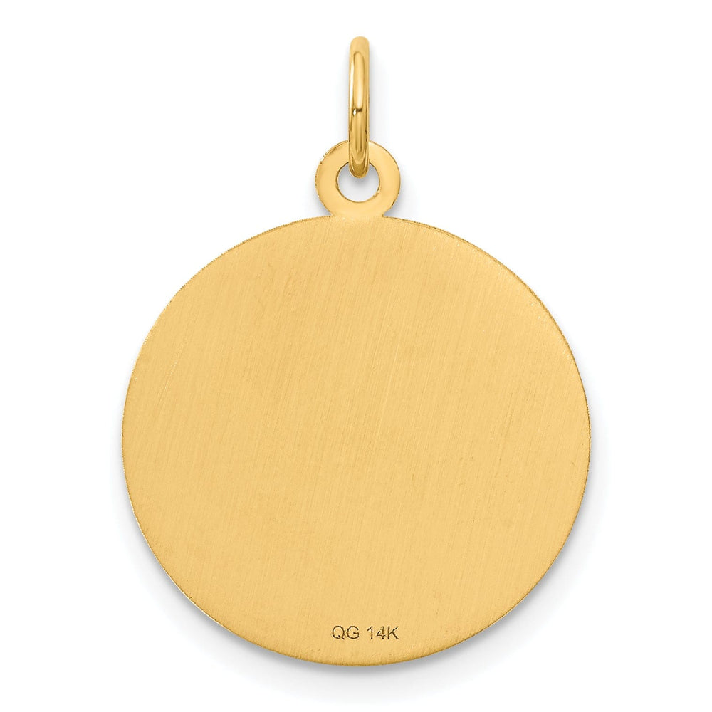 Solid 14k Yellow Gold Caduceus Disc Pendant