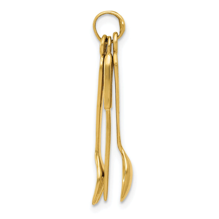 14k Yellow Gold Knife Fork and Spoon Pendant