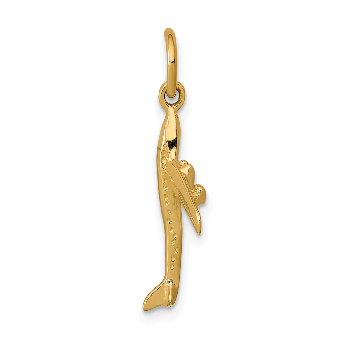 14k Yellow Gold Polished Finish 3-D Jet Plane Cha