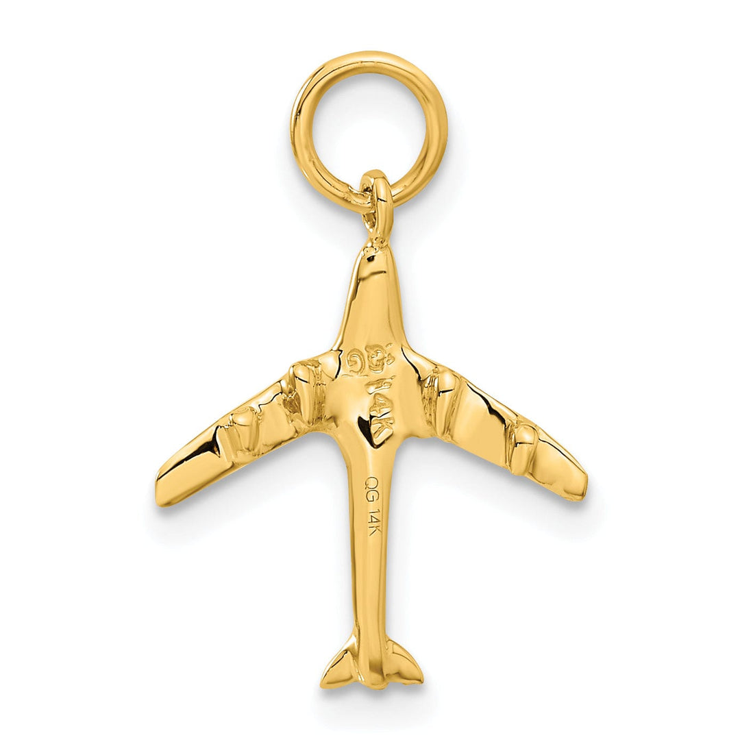 14k Yellow Gold Polished Finish 3-D Jet Plane Cha