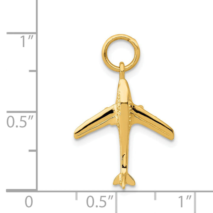 14k Yellow Gold Polished Finish 3-D Jet Plane Cha