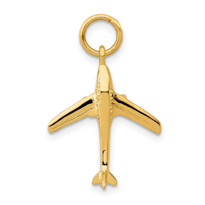 14k Yellow Gold Polished Finish 3-D Jet Plane Cha