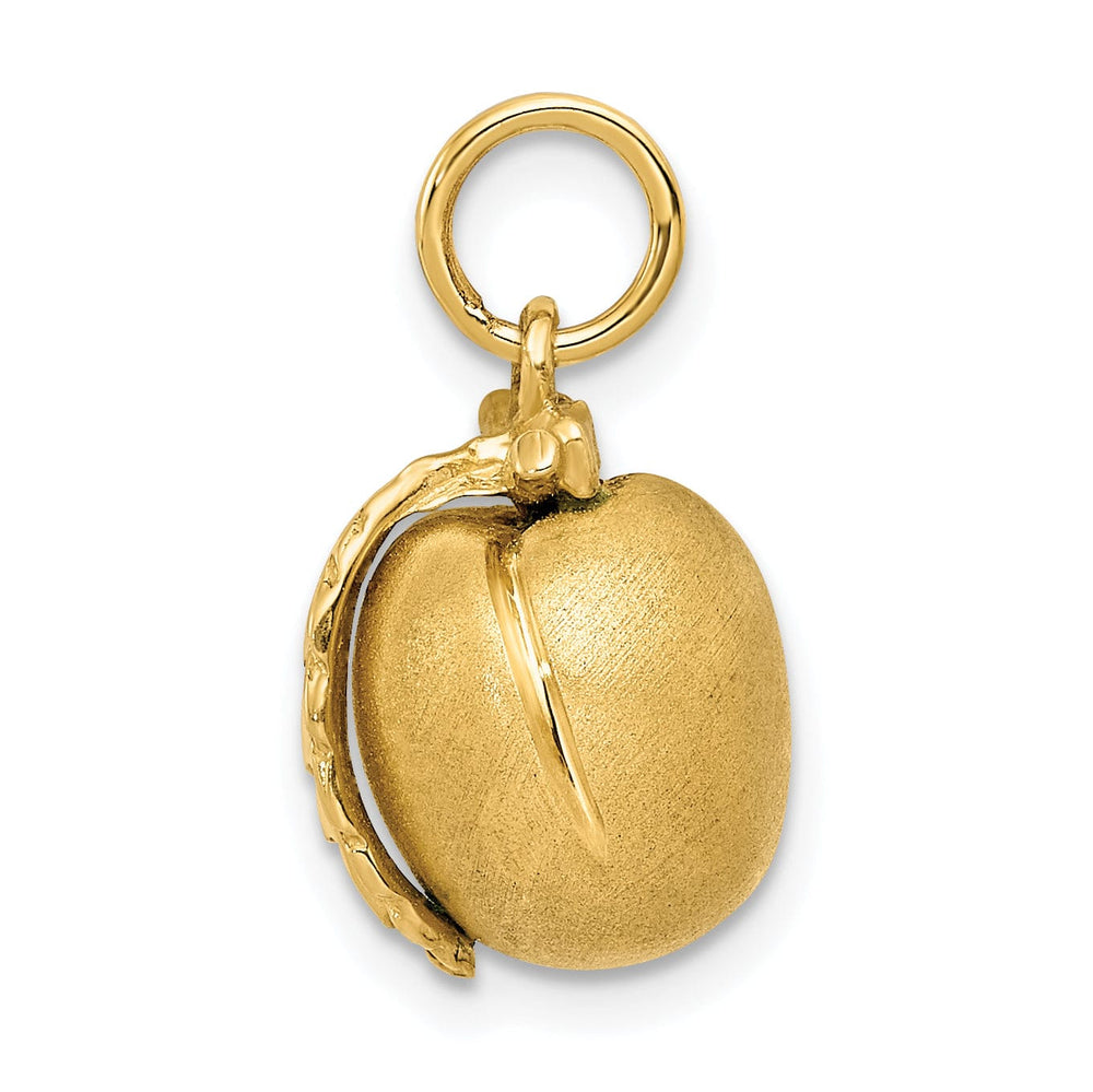 Solid 14k Yellow Gold 3-D Peach Charm Pendant