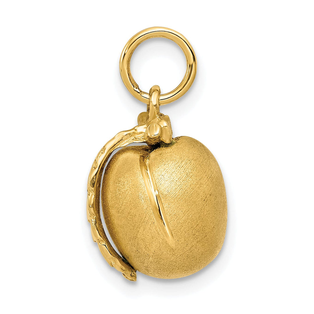 Solid 14k Yellow Gold 3-D Peach Charm Pendant