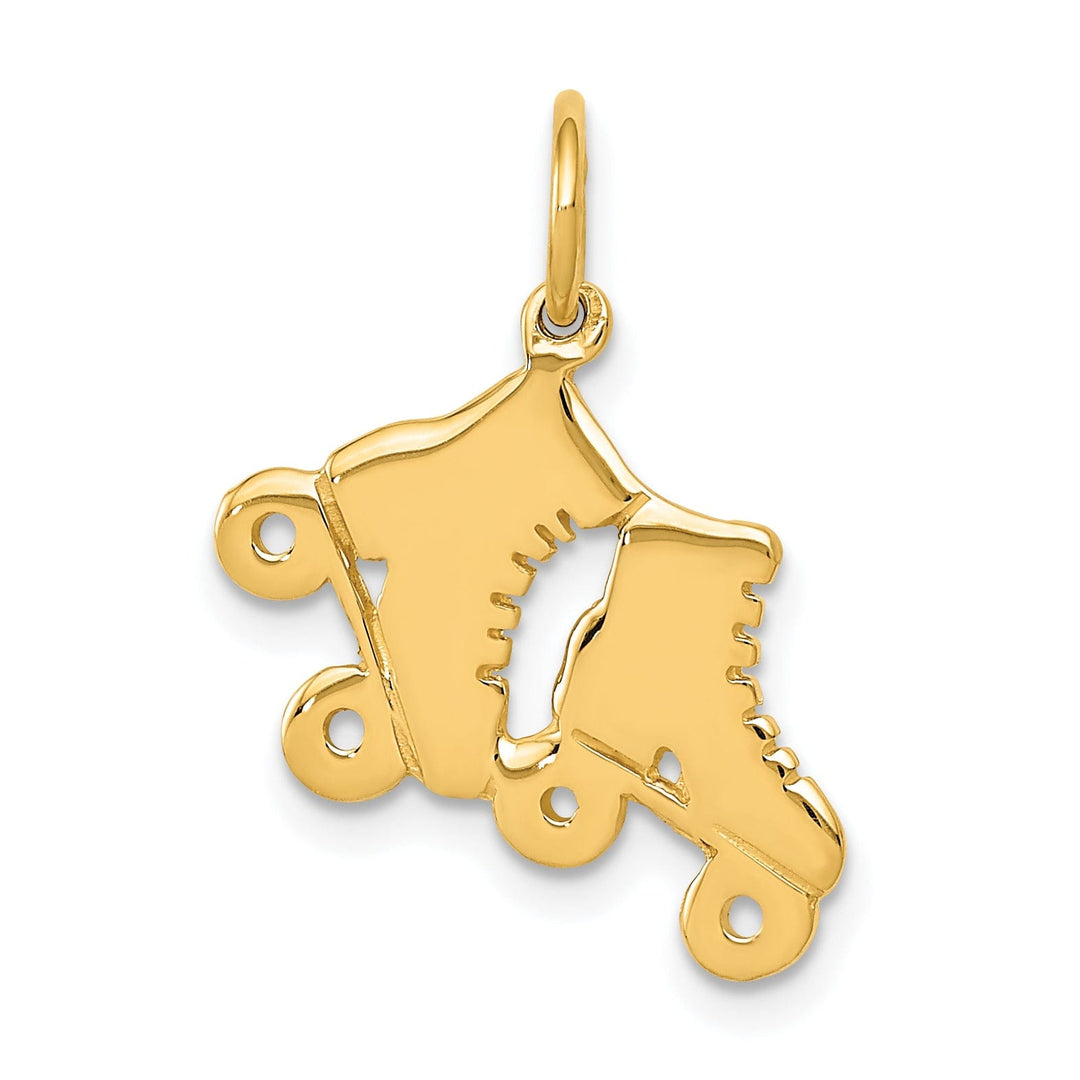 Solid 14k Yellow Gold Roller Skates Pendant