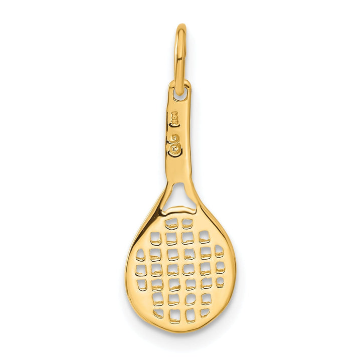 Solid 14k Yellow Gold 3-D Racquet Charm Pendant