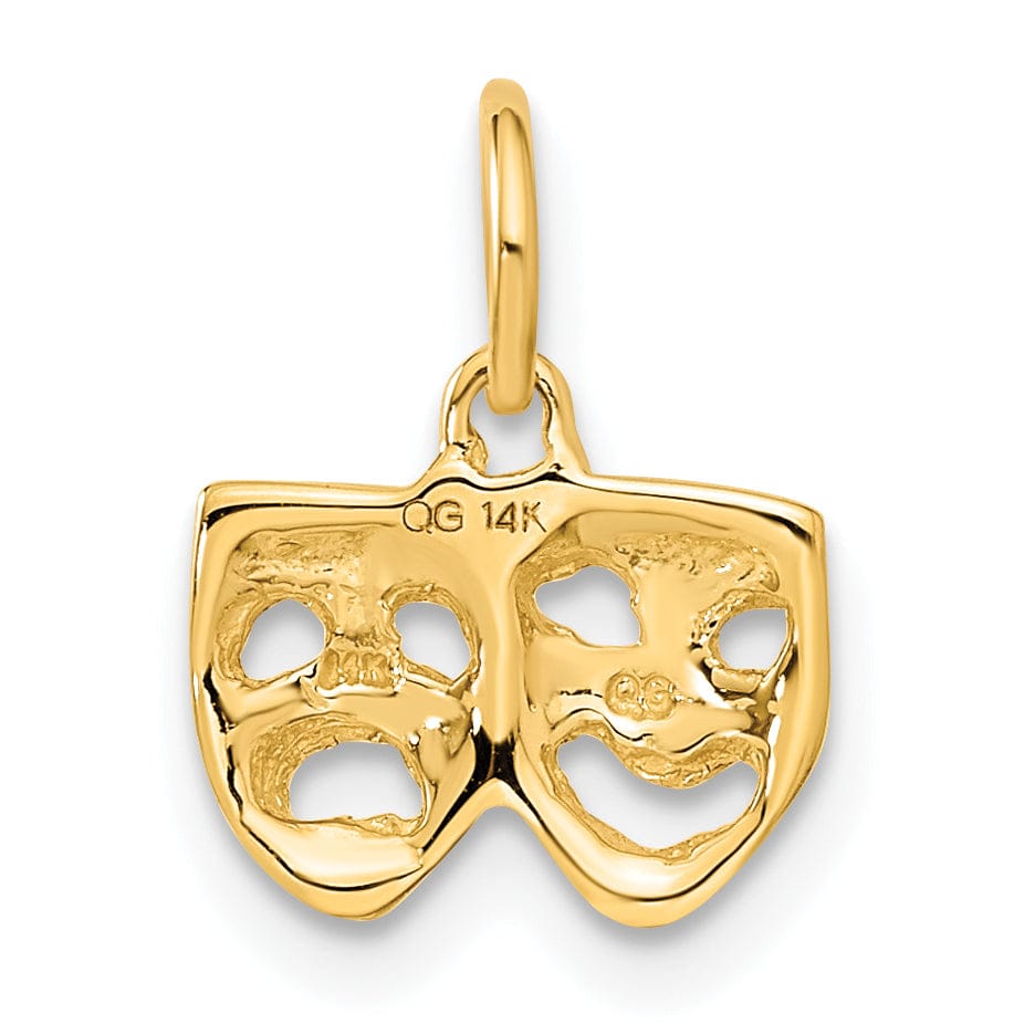 14k Yellow Gold Comedy Tragedy Face Pendant