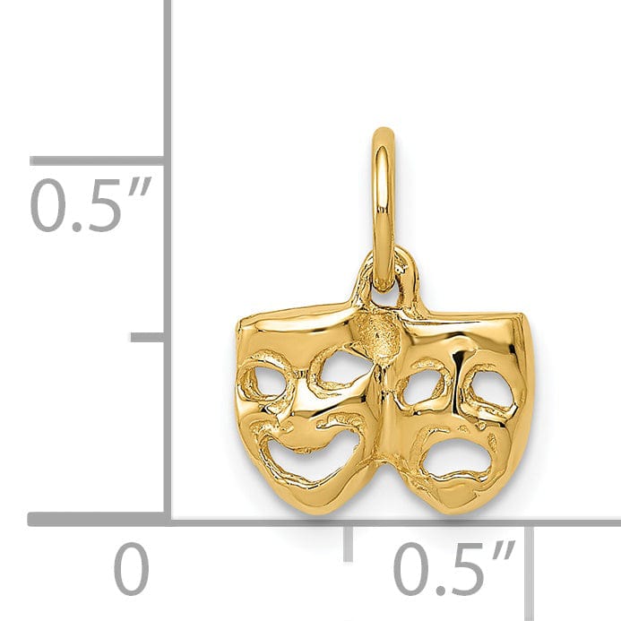 14k Yellow Gold Comedy Tragedy Face Pendant