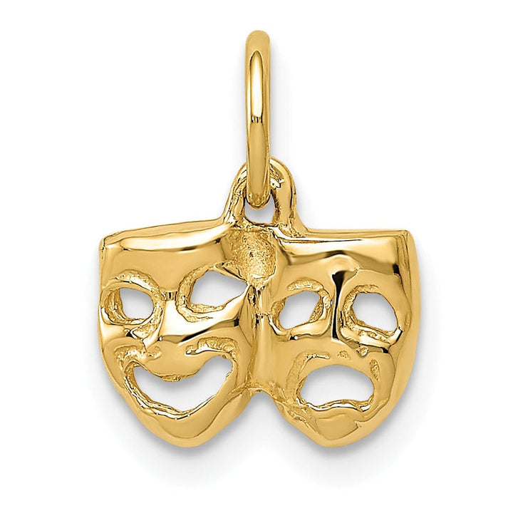 14k Yellow Gold Comedy Tragedy Face Pendant