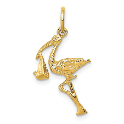 Solid 14k Yellow Gold Polished 3 D Stork Charm at $ 94.01 only from Jewelryshopping.com