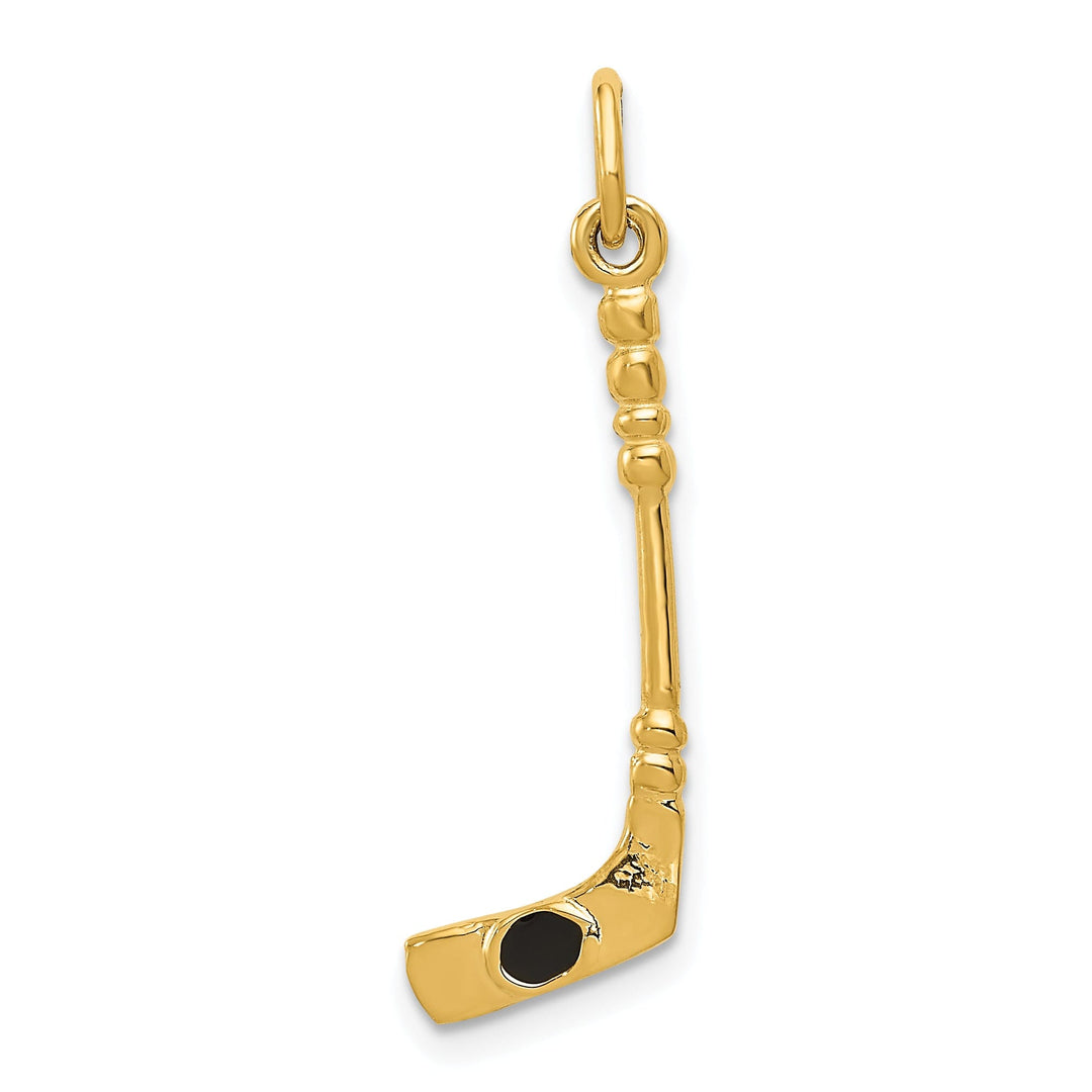 14k Yellow Gold Hockey Stick with Puck Pendant