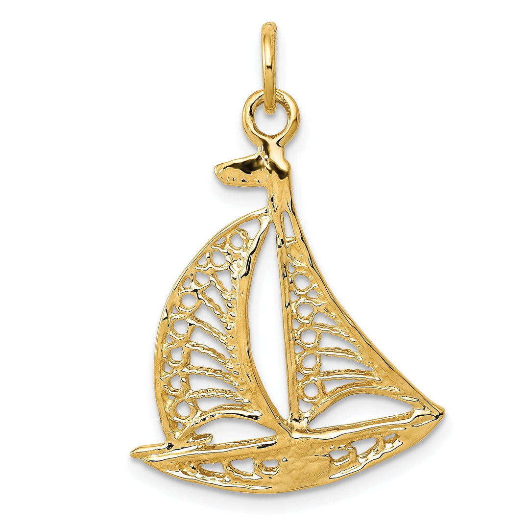 14k Yellow Gold Sailboat Charm