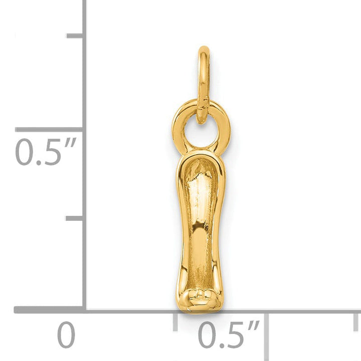 Solid 14k Yellow Gold 3-D French Slipper Charm