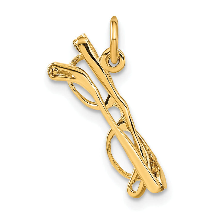 Solid 14k Yellow Gold 3-D Glasses Charm Pendant