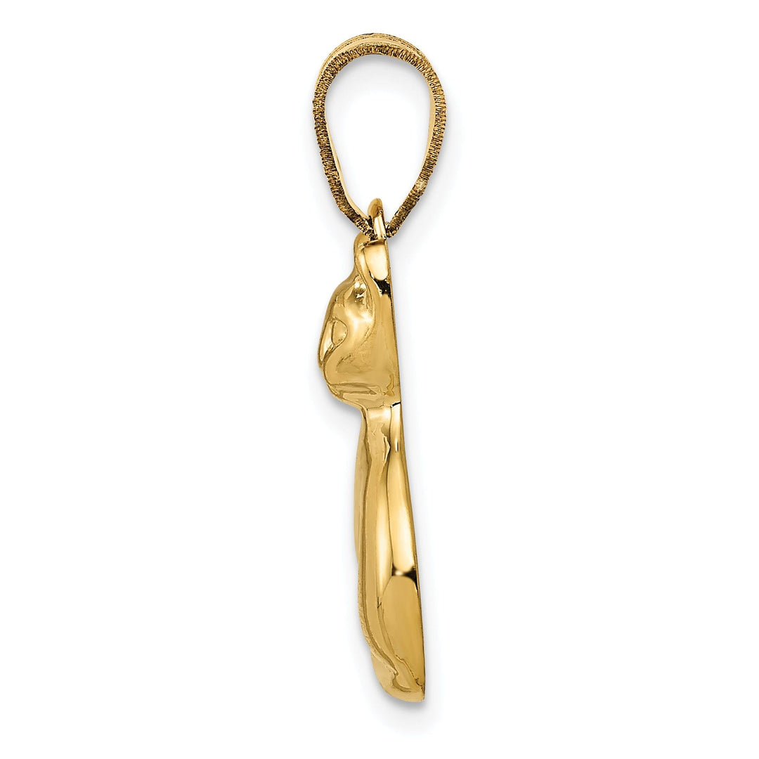 14k Yellow Gold Polished Finish Cat Sitting Design Charm Pendant