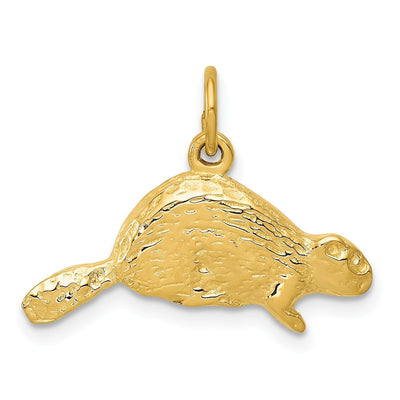 14k Yellow Gold Flat Back Textured Polished Finish Beaver Charm Pendant at $ 140.1 only from Jewelryshopping.com