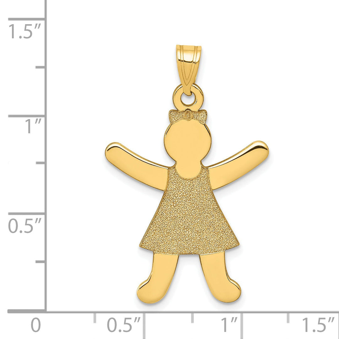 14k Yellow Gold Polished Girl Charm Pendant