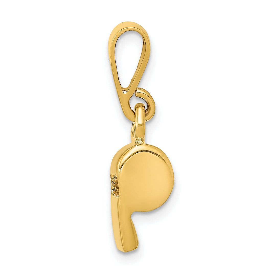 14k Yellow Gold 3D Sports Whistle Charm Pendant