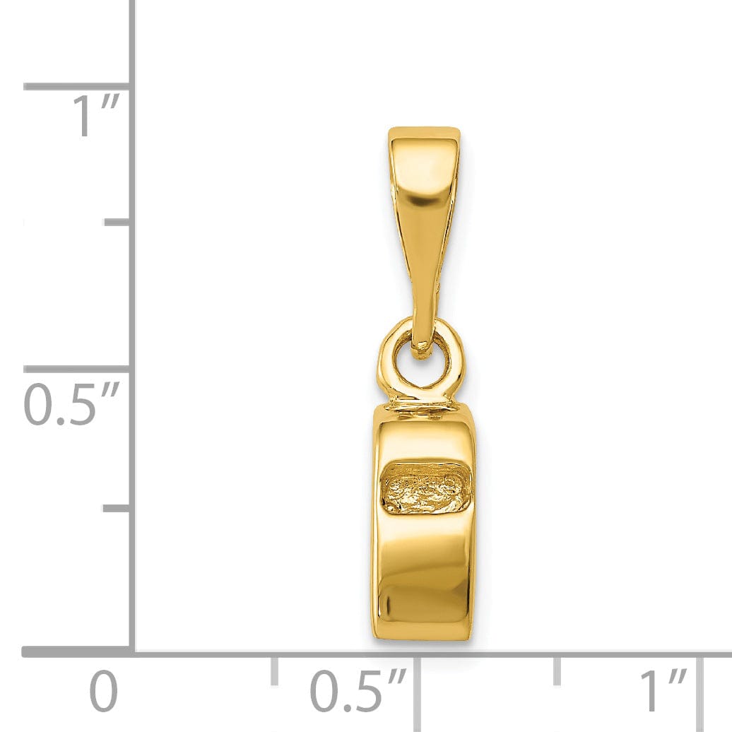 14k Yellow Gold 3D Sports Whistle Charm Pendant