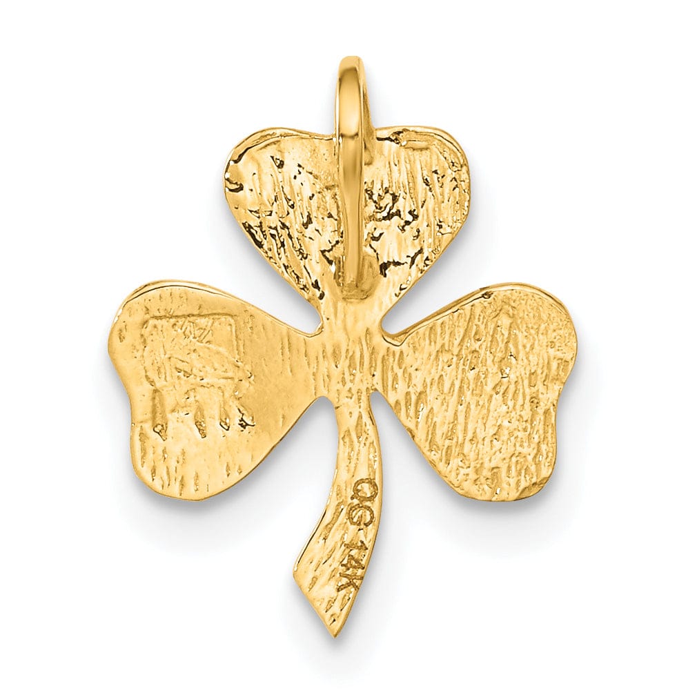 14k Yellow Gold Textured Polished Finish Shamrock Design Chain Slide Pendant