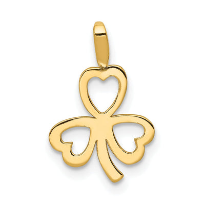 14k Yellow Gold Polished Finish Flat Back Heart Design Clover Charm Pendant at $ 30.63 only from Jewelryshopping.com
