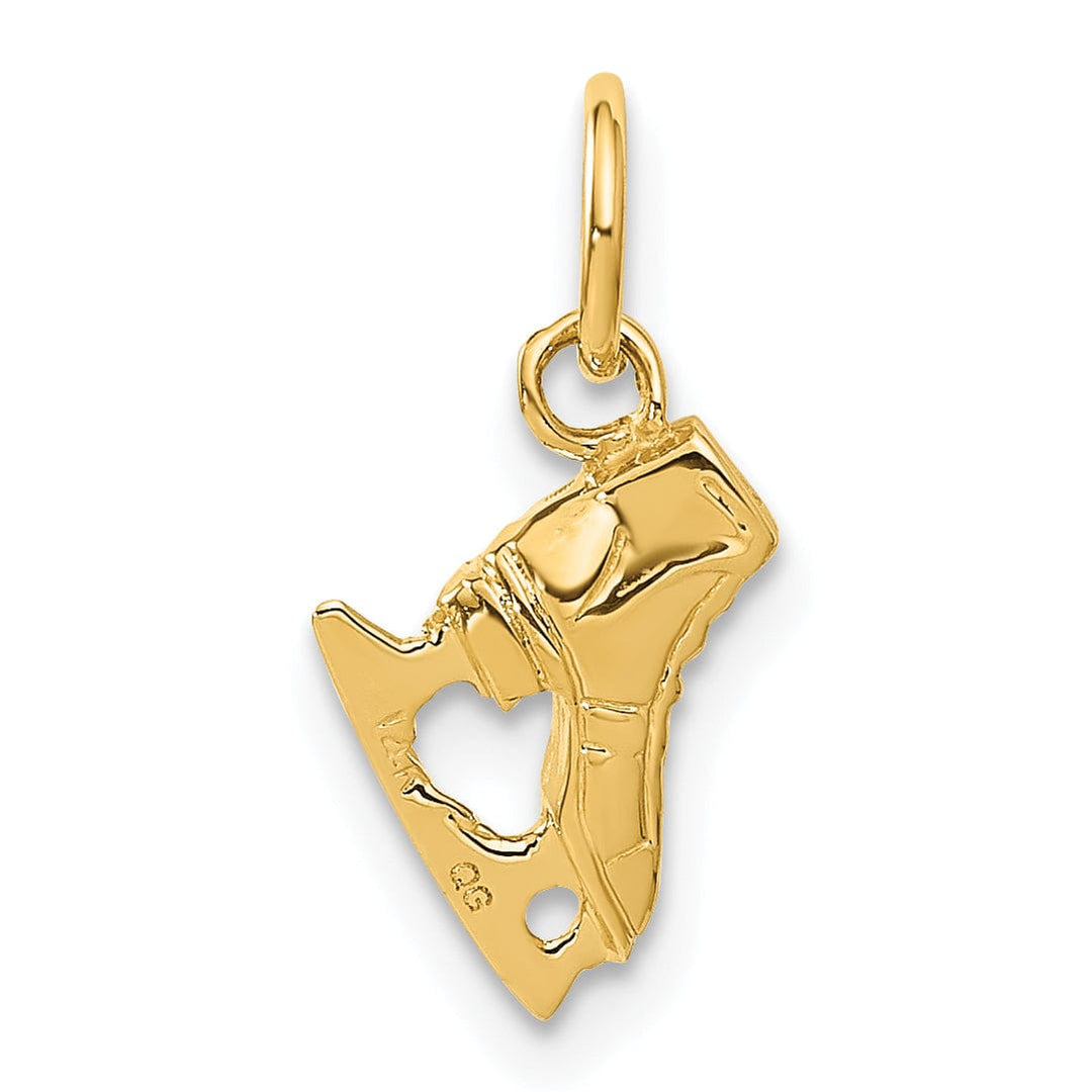 Solid 14k Yellow Gold Ice Skate Charm Pendant