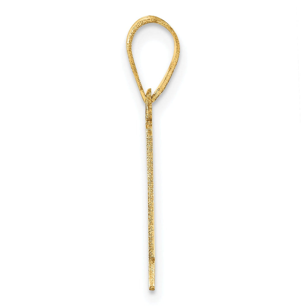 14k Yellow Gold Polished Etched Finish Number 1 Charm Pendant