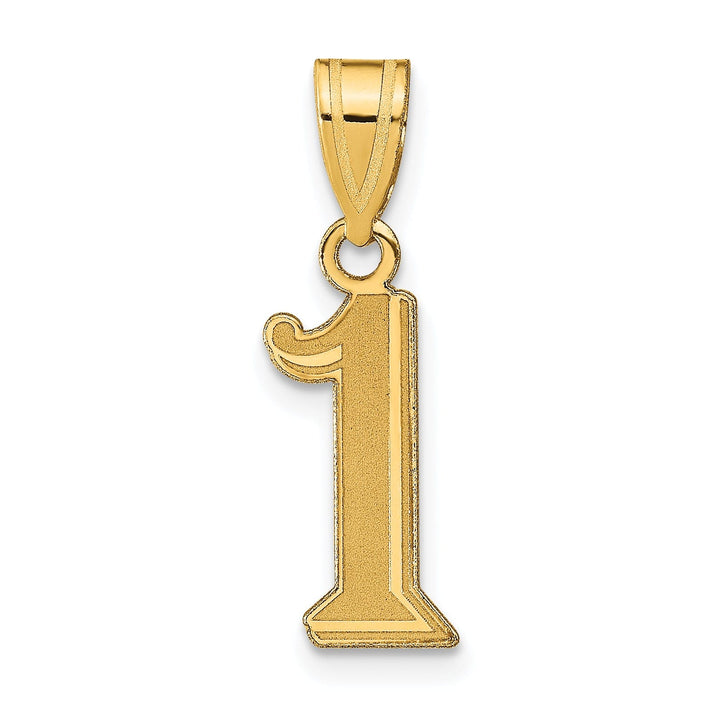 14k Yellow Gold Polished Etched Finish Number 1 Charm Pendant