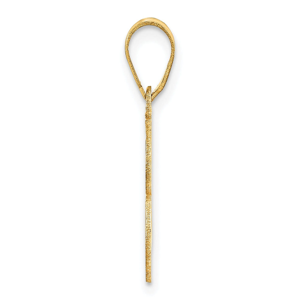 14k Yellow Gold Polished Etched Finish Number 3 Charm Pendant