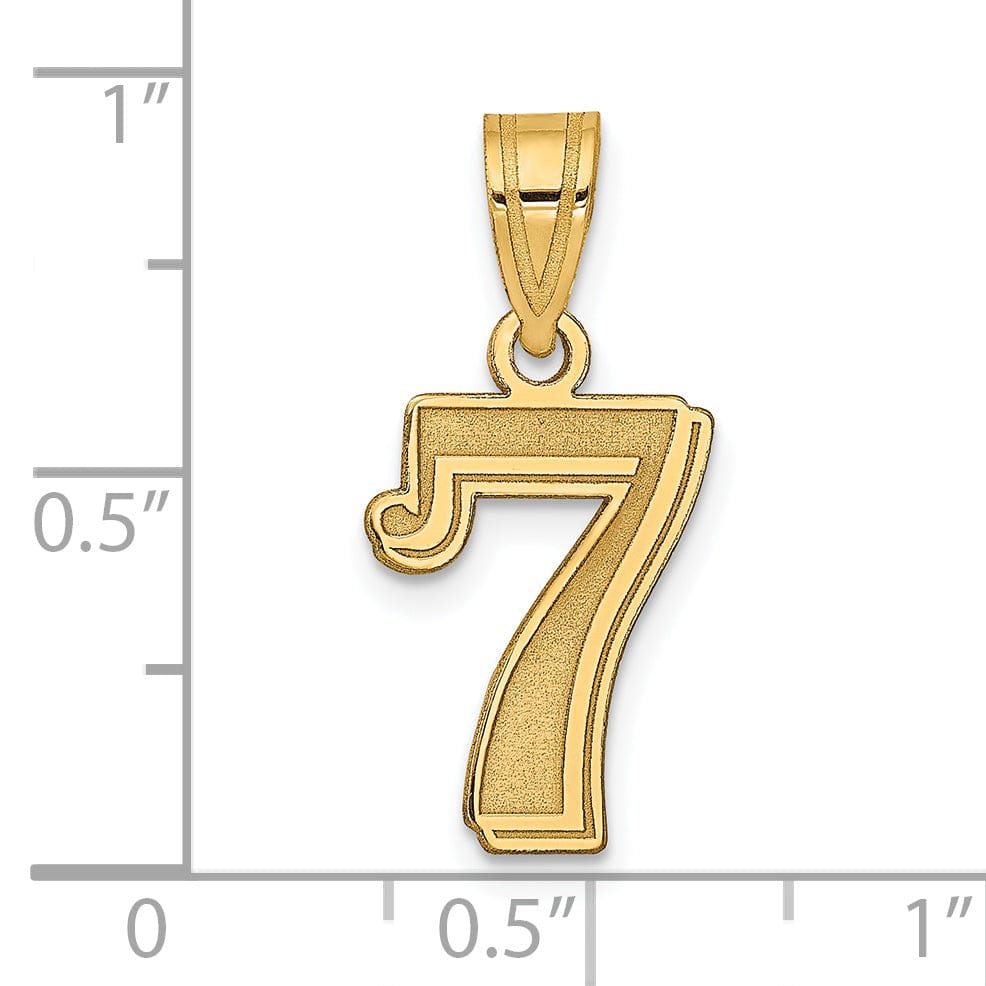 14k Yellow Gold Polished Etched Finish Number 7 Pendant
