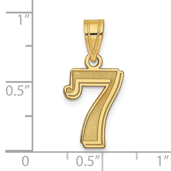14k Yellow Gold Polished Etched Finish Number 7 Pendant
