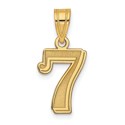 14k Yellow Gold Polished Etched Finish Number 7 Pendant