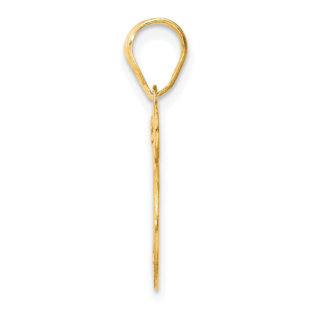 14k Yellow Gold Polished Etched Finish Number 15 Charm Pendant