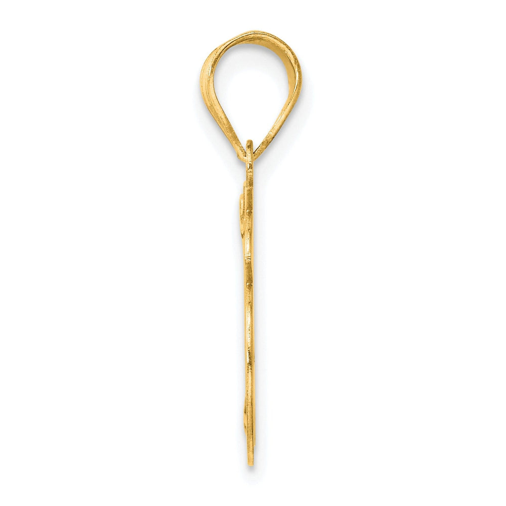 14k Yellow Gold Polished Etched Finish Number 16 Charm Pendant