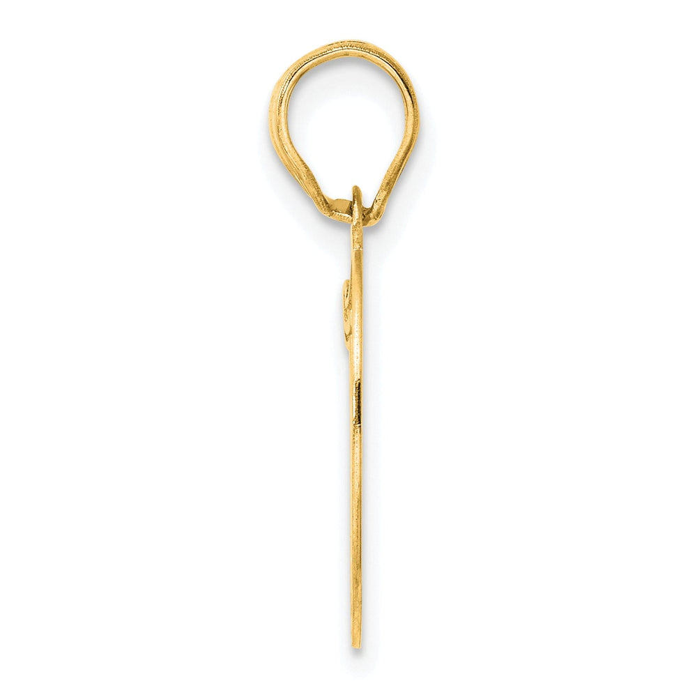 14k Yellow Gold Polished Etched Finish Number 19 Charm Pendant