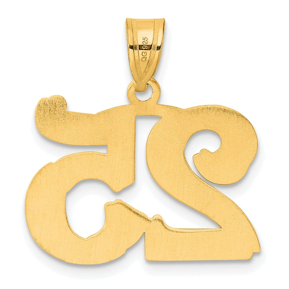 14k Yellow Gold Polished Etched Finish Number 25 Charm Pendant