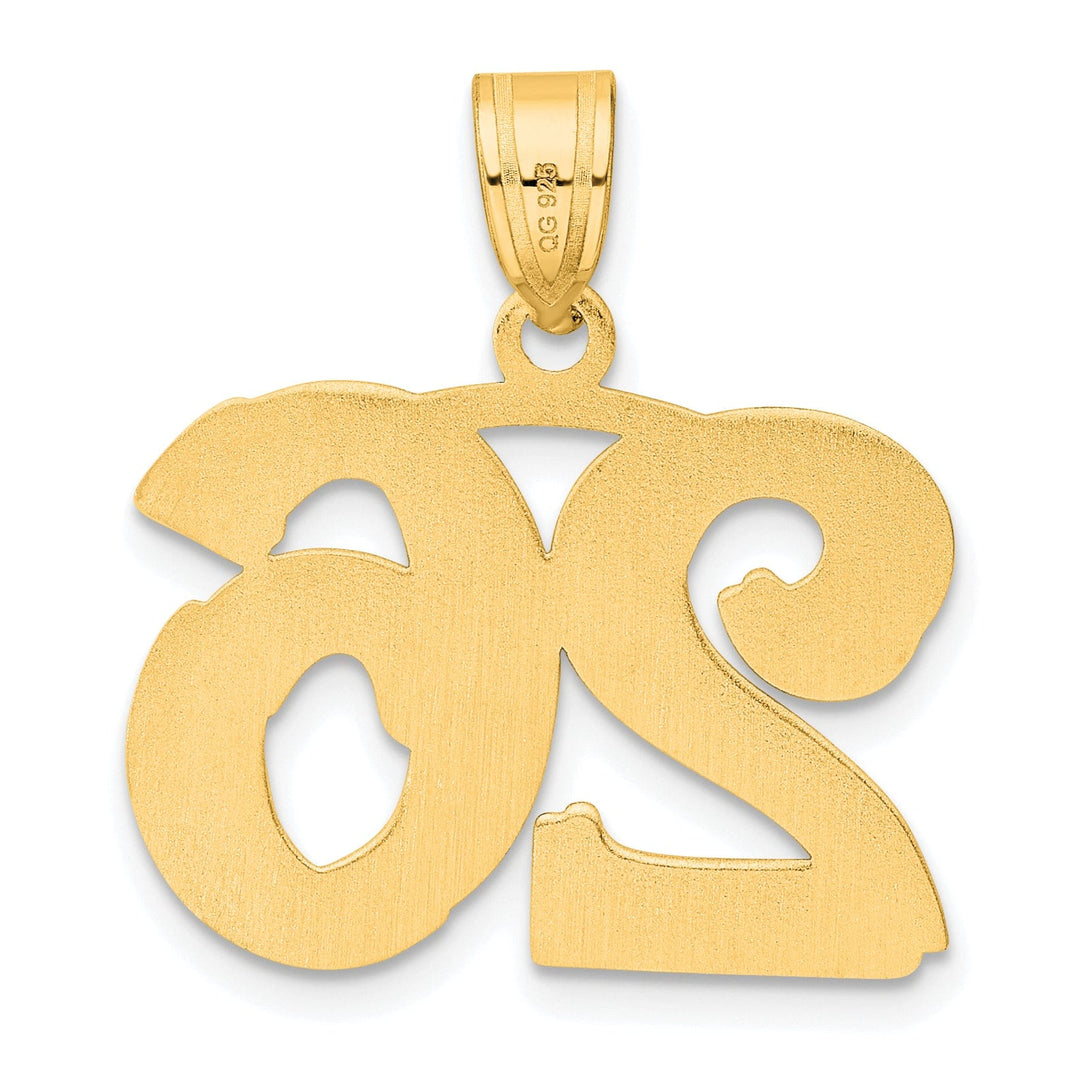 14k Yellow Gold Polished Etched Finish Number 26 Charm Pendant
