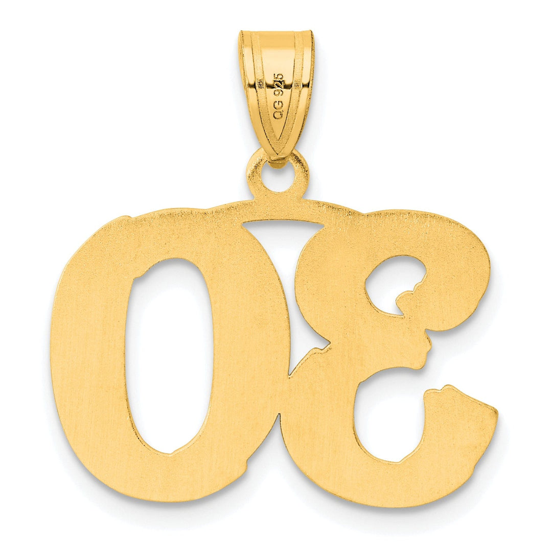 14k Yellow Gold Polished Etched Finish Number 30 Charm Pendant