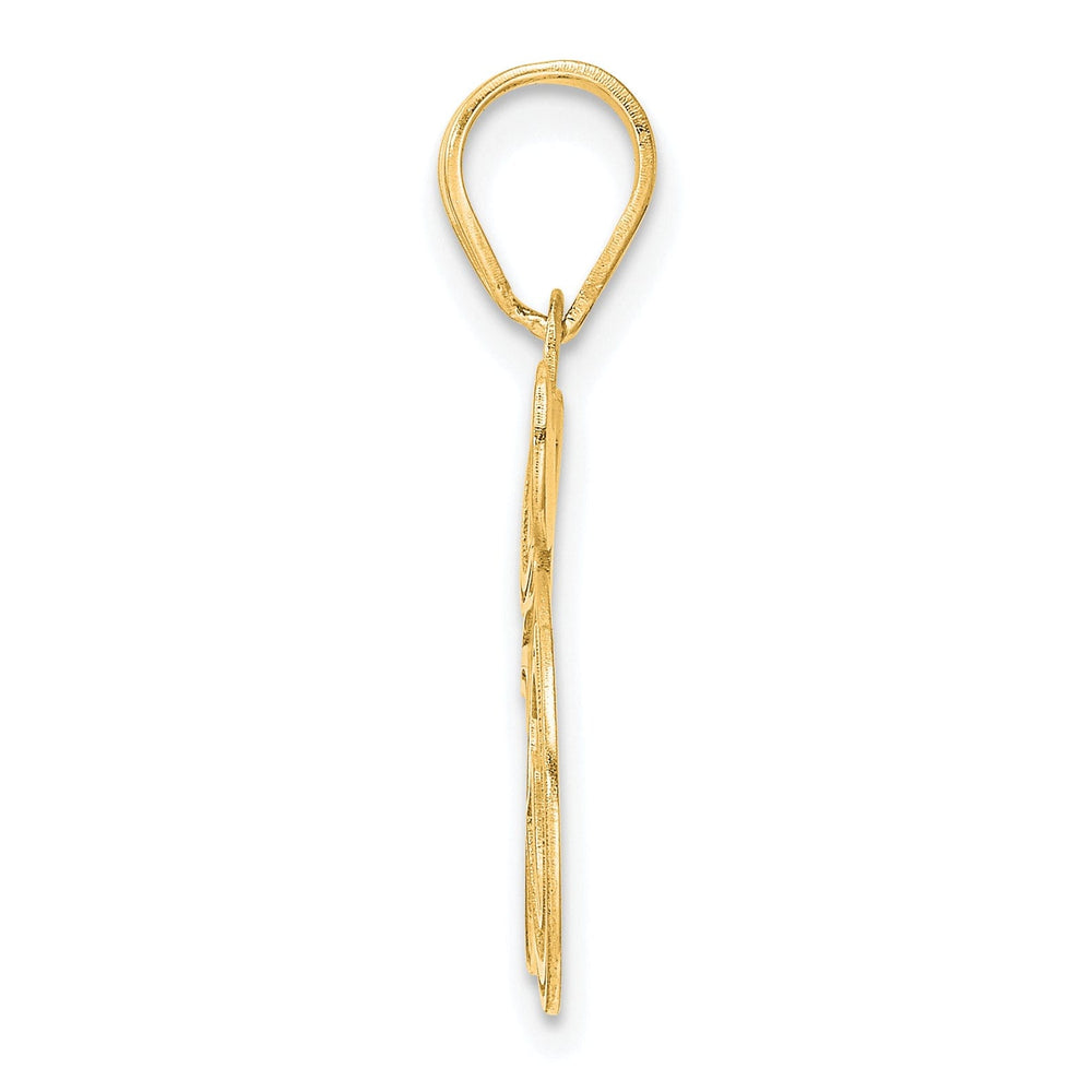 14k Yellow Gold Polished Etched Finish Number 35 Charm Pendant